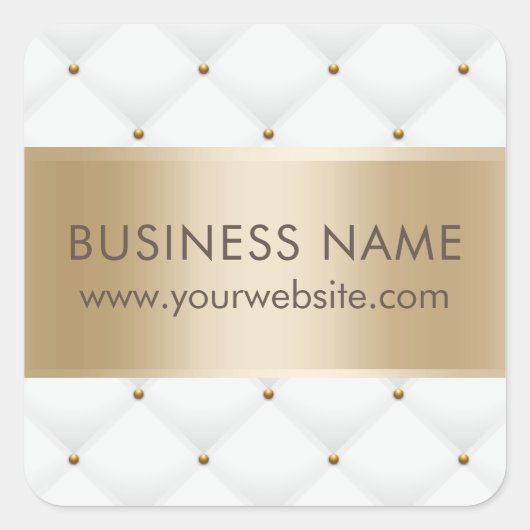 Beauty Salon Luxury Goud & White Vierkante Sticker (Voorkant)