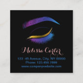 Beauty Salon Make-up Artiest Brows Lash Extensions Vierkante Visitekaartje (Achterkant)