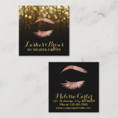 Beauty Salon Make-up Artiest Brows Lash Extensions Vierkante Visitekaartje (Voorkant / Achterkant)