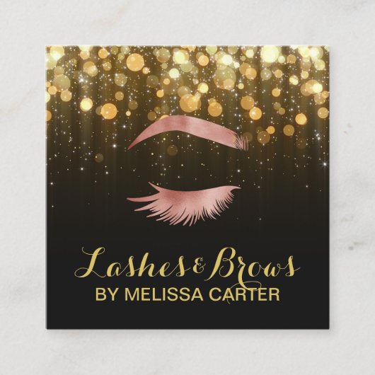 Beauty Salon Make-up Artiest Brows Lash Extensions Vierkante Visitekaartje (Voorkant)