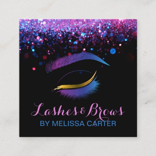 Beauty Salon Make-up Artiest Brows Lash Extensions Vierkante Visitekaartje (Voorkant)