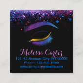 Beauty Salon Make-up Artiest Brows Lash Extensions Vierkante Visitekaartje (Achterkant)