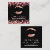 Beauty Salon Make-up Artiest Brows Lash Extensions Vierkante Visitekaartje (Voorkant / Achterkant)