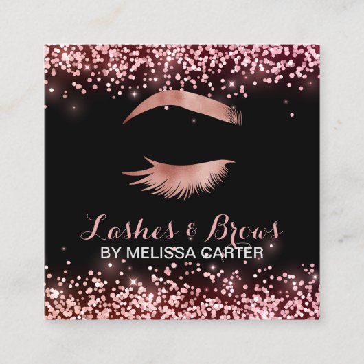 Beauty Salon Make-up Artiest Brows Lash Extensions Vierkante Visitekaartje (Voorkant)