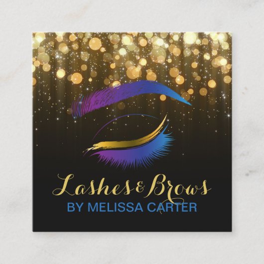 Beauty Salon Make-up Artiest Brows Lash Extensions Vierkante Visitekaartje (Voorkant)