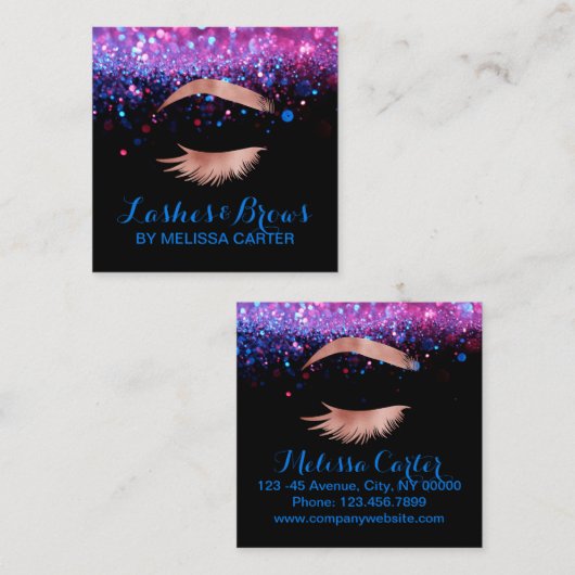Beauty Salon Make-up Artiest Brows Lash Extensions Vierkante Visitekaartje (Voorkant / Achterkant)