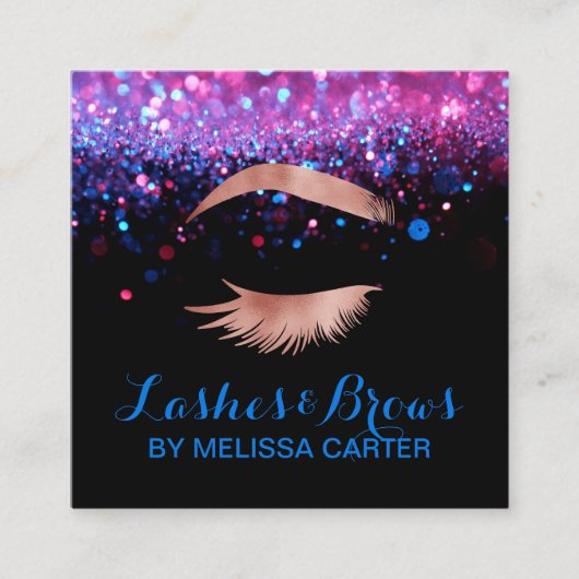 Beauty Salon Make-up Artiest Brows Lash Extensions Vierkante Visitekaartje (Voorkant)