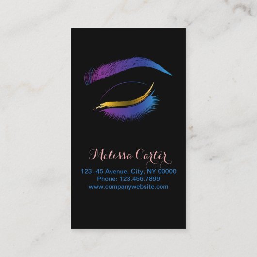 Beauty Salon Make-up Artiest Brows Lash Extensions Visitekaartje (Achterkant)