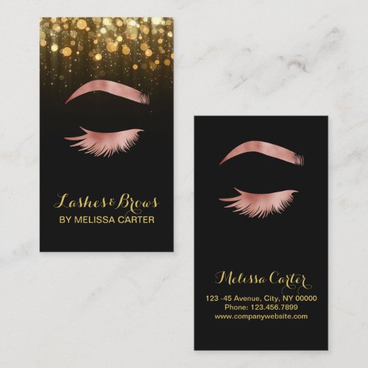Beauty Salon Make-up Artiest Brows Lash Extensions Visitekaartje (Voorkant / Achterkant)