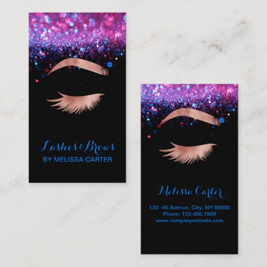 Beauty Salon Make-up Artiest Brows Lash Extensions Visitekaartje (Voorkant / Achterkant)