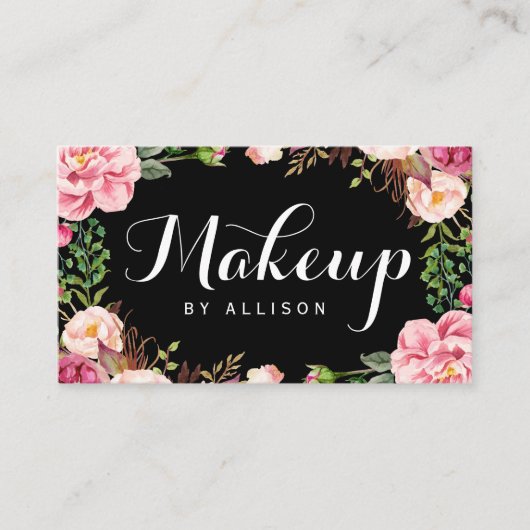Beauty Salon Make-up Script Bloemen Afspraakkaart Afsprakenkaartje (Voorkant)