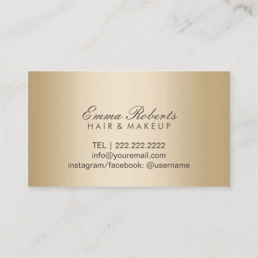 Beauty Salon Makeup Artist Hair Gold Benoeming Afsprakenkaartje (Achterkant)