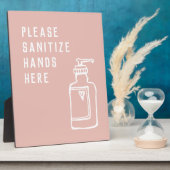Beauty Salon Minimalist Pink Sanitize Hands Easel Fotoplaat (Zijkant)