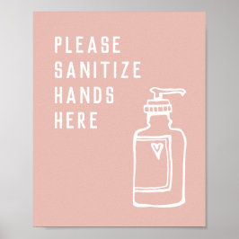 Beauty Salon Minimalist Roze Sanitize Hands hier Poster