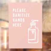 Beauty Salon Minimalist Roze Sanitize Hands hier Raamsticker (Vel 2)