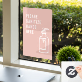 Beauty Salon Minimalist Roze Sanitize Hands hier Raamsticker