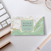 Beauty Salon Mint & Gold Agate Modern Marble Visitekaartje