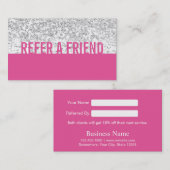Beauty Salon Modern Pink & Silver Sequins Referral (Voorkant / Achterkant)