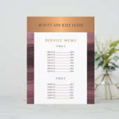 Beauty salon modern servicemenuspromotiefilter (Staand voorkant)