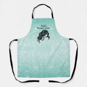 Beauty Salon Naam Aqua Blue Glitter + Zwart Person Schort (Voorkant)