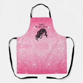 Beauty Salon Naam Hot Pink Glitter + Zwart Persone Schort (Voorkant)