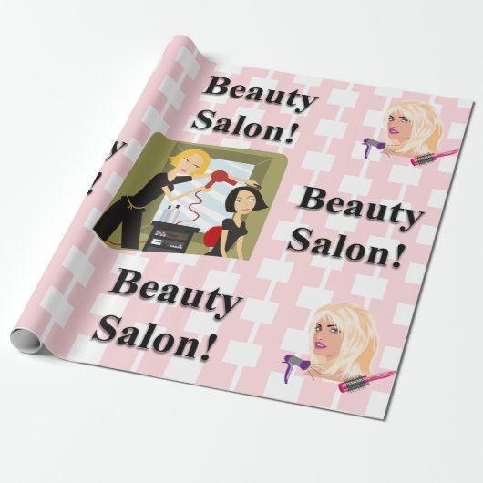Beauty Salon, Nail Salon en Spa Lipstick Makeup Cadeaupapier (Uitgerold)