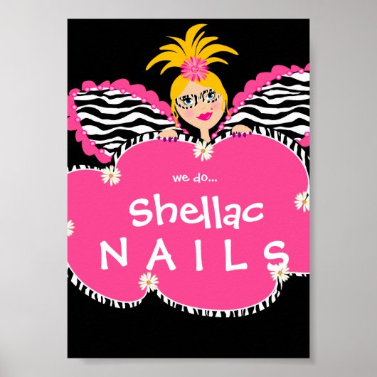 Beauty Salon Nails Cute Fairy Mode Poster Roze (Voorkant)