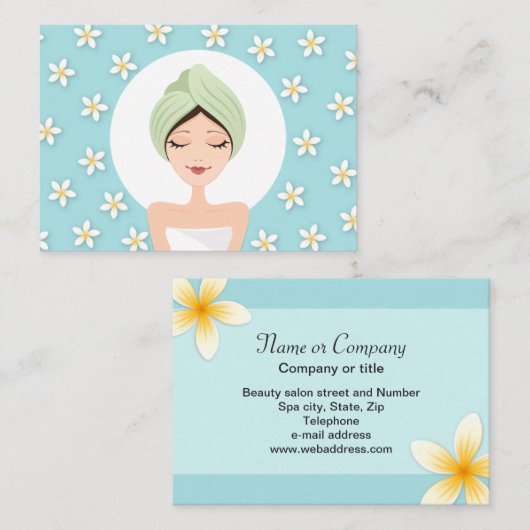 Beauty salon of spa visitekaartje - aqua blue (Voorkant / Achterkant)