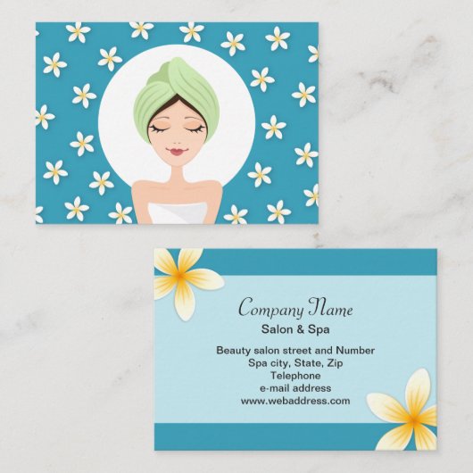 Beauty salon of spa visitekaartje - blauwgroen bla (Voorkant / Achterkant)