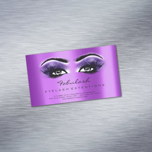 Beauty Salon Paarse RSVP Adress Makeup Lashes Magnetisch Visitekaartje (Voorbeeld)