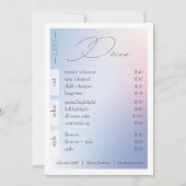 Beauty Salon Pastel Gradiënt Price List Rack Kaart (Voorkant)