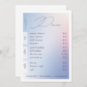 Beauty Salon Pastel Gradiënt Price List Rack Kaart (Voorkant / Achterkant)