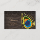 Beauty Salon  Peacock Feather Brown Suede Visitekaartje (Achterkant)