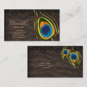 Beauty Salon Peacock Feather Brown Suede Visitekaartje (Voorkant / Achterkant)