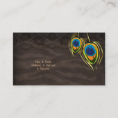 Beauty Salon Peacock Feather Brown Suede Visitekaartje (Achterkant)