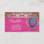 Beauty Salon Peacock Feather Pink Zebra 2 Visitekaartje (Achterkant)