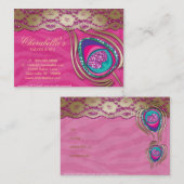 Beauty Salon Peacock Feather Pink Zebra Lace Visitekaartje (Voorkant / Achterkant)