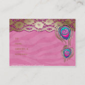 Beauty Salon Peacock Feather Pink Zebra Lace Visitekaartje (Achterkant)
