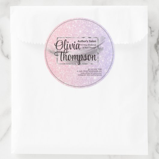 Beauty Salon Pearl Silver Ronde Sticker (Tas)