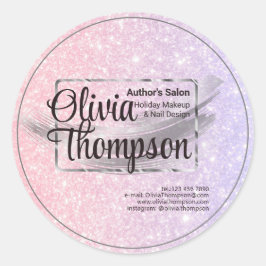 Beauty Salon Pearl Silver Ronde Sticker