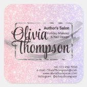 Beauty Salon Pearl Silver Vierkante Sticker (Voorkant)