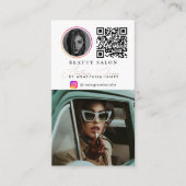 Beauty Salon Photo Feed Social Media QR Code Visitekaartje (Voorkant)