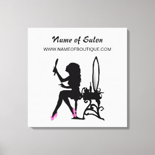 Beauty Salon Pink and Black Girly Sign Canvas Afdruk