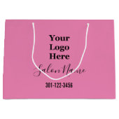Beauty Salon Pink Black Script Uw Logo hier Groot Cadeauzakje (Voorkant)