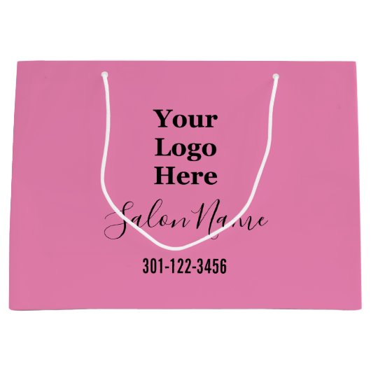 Beauty Salon Pink Black Script Uw Logo hier Groot Cadeauzakje (Voorkant)