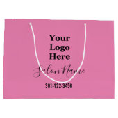 Beauty Salon Pink Black Script Uw Logo hier Groot Cadeauzakje (Achterkant)