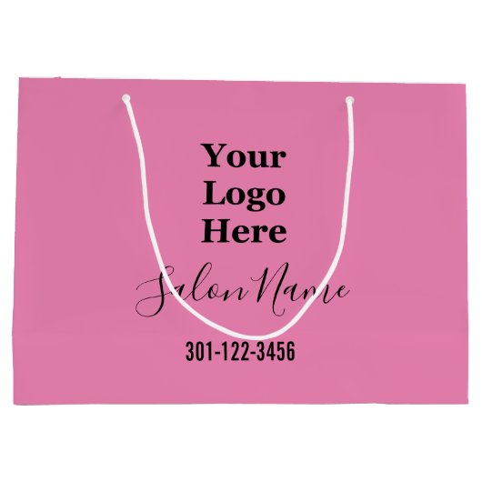 Beauty Salon Pink Black Script Uw Logo hier Groot Cadeauzakje (Achterkant)
