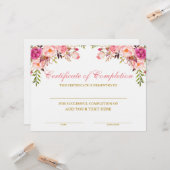 Beauty Salon Pink Floral Certificate of Completion Kaart (Voorkant / Achterkant in situ)