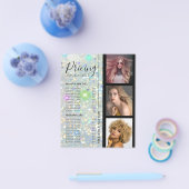 Beauty Salon Pricing Custom Foto Holo Glitter Flyer (Enkel)