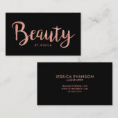  Beauty Salon Roos Gold Cosmetoloog Black Visitekaartje (Voorkant / Achterkant)